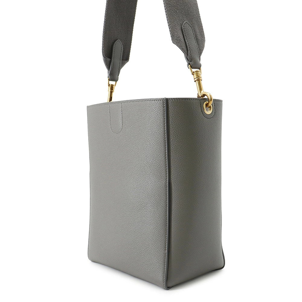 Celine Bucket Leather Shoulder Bag Sangle Black